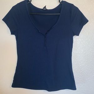 Navy Blue button up T-shirt